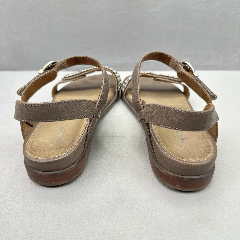 Aetrex Rylie Womens Size 7 Slingback Quarter Strap Sandals Brown Studded Leather